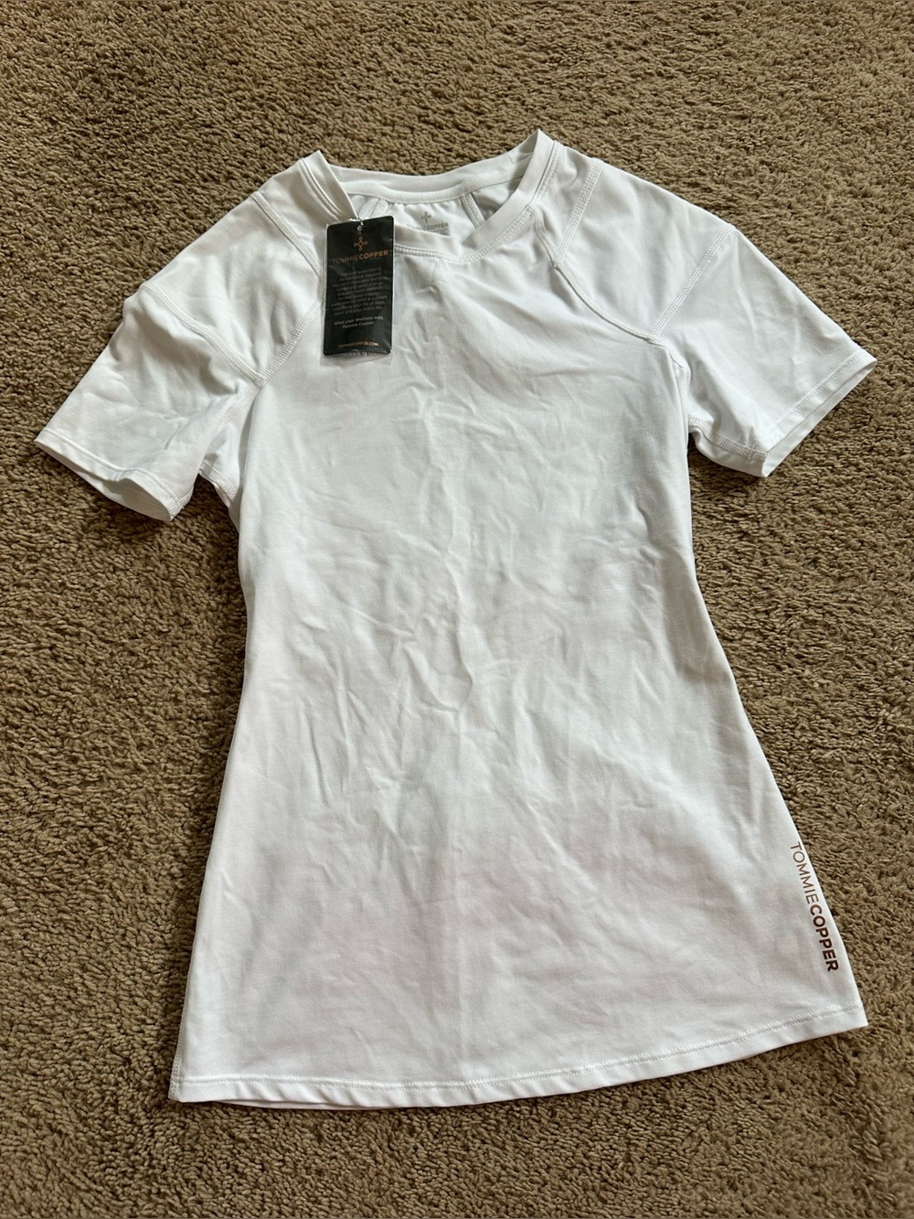 Women's White Short Sleeve Compression Top.